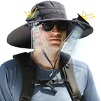 Solar Fan Hat with Dual Fans – UPF 50+ Waterproof Wide Brim Sun Cap for Fishing & Outdoor